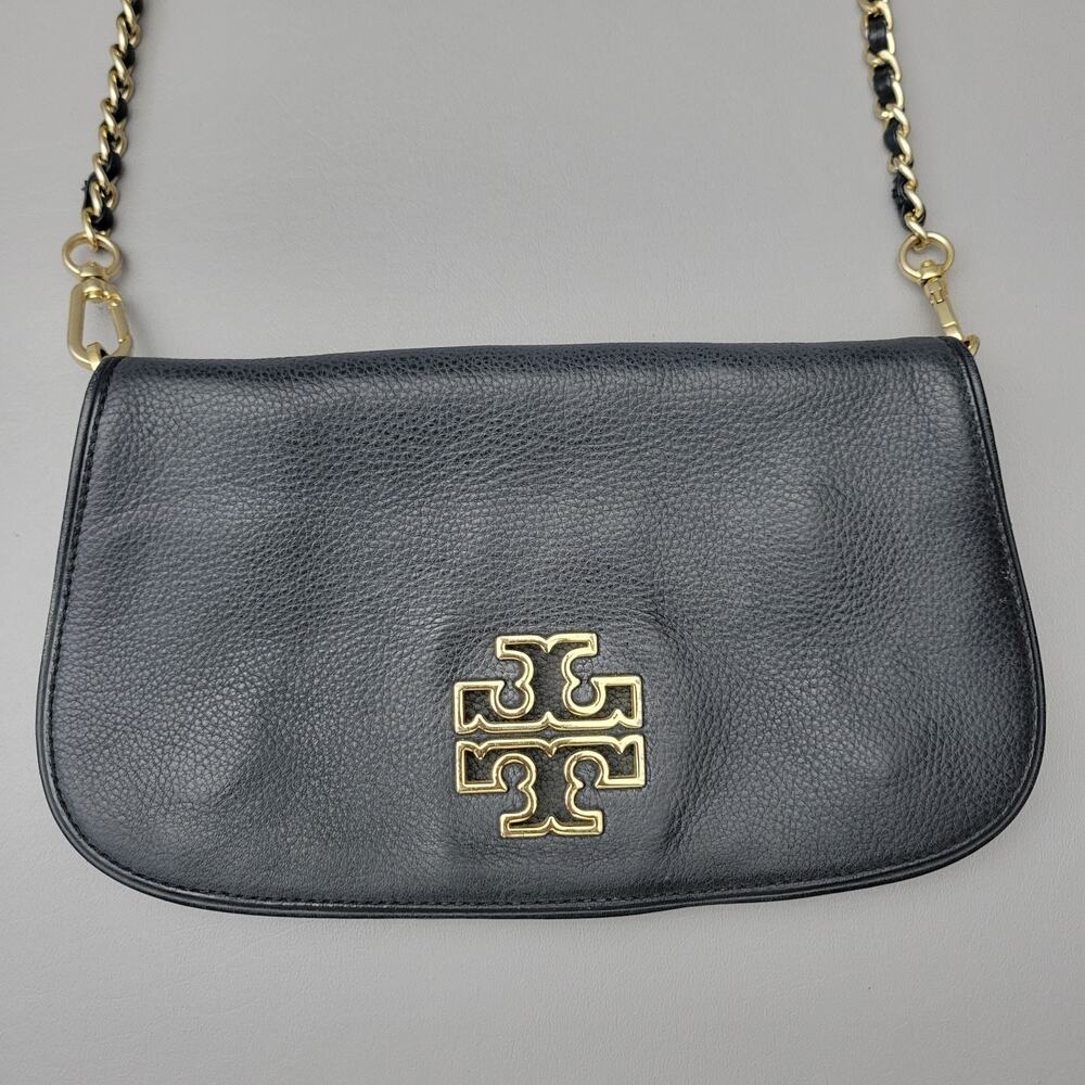 Tory Burch Bag Womens Britten Convertible Black Detachable Chain Strap Crossbody